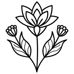 Minimal Artisanal Floral Vector on White