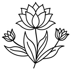 Minimal Artisanal Floral Vector on White