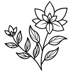 Minimal Artisanal Floral Vector on White