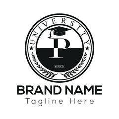 This vector design features a sports icon against an abstract backdrop with a stylized man, suitable for a business logo or technology concept illustration P Logo template