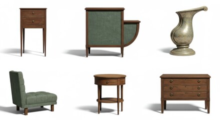 Fototapeta premium Assortment of furniture rendered against a white background isolated
