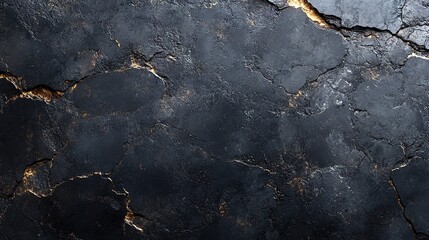 Deep Indigo Stone Texture with Golden Veins and Cracks, Abstract