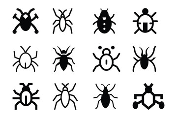 Set of aptera, bug, ant vector icon illustration on white background