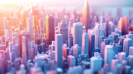 Explore the surreal beauty of a dreamy city made of soft pastel colors image