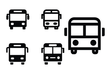 Set of bus, school bus vector icon illustration on white background