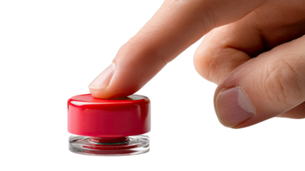 Pressing the Button: A close-up shot of a finger about to press a sleek, red button, symbolizing action, decision, and activation.