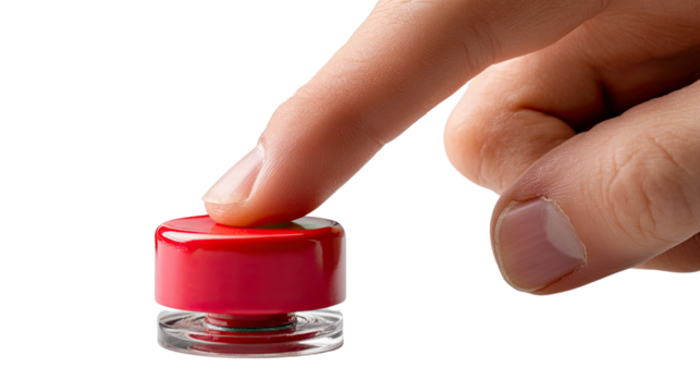 Pressing the Button: A close-up shot of a finger about to press a sleek, red button, symbolizing action, decision, and activation.