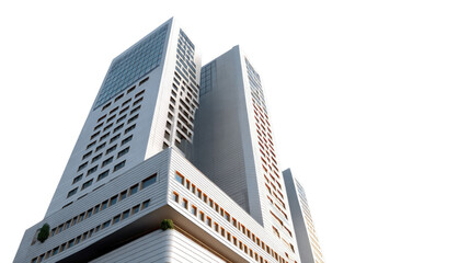 Obraz premium Modern Skyscraper Architecture: An architectural marvel in the cityscape, capturing the towering presence of a contemporary skyscraper.