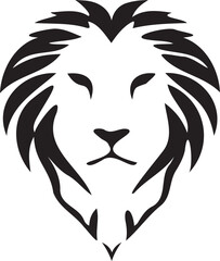Single lion face head icons black and white
