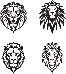 Fototapeta premium Angry lion head silhouette isolated