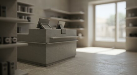 Serene Minimalist Store Interior Design  A Calm and Modern Retail Space Concept