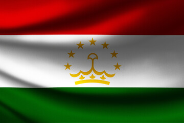 The National Flag of Tajikistan with fabric texture