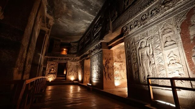 Ajanta Caves, Ancient art: The ancient rock-cut cave temples of Ajanta, India.
