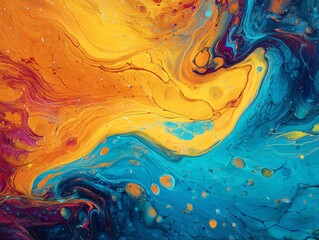 Abstract Fluid Acrylic Painting Swirling Colors