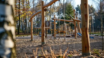 Wooden outdoor play park for children
