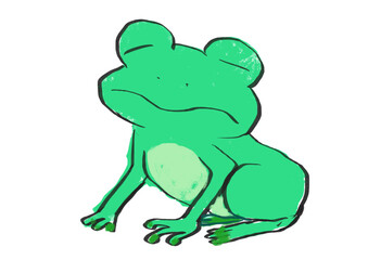 〈6月〉手書きの日本のカエル