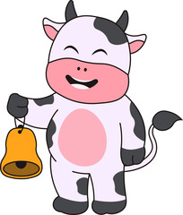 Cute Cow Character with Cartoon Design. Isolated Vector Illustration.