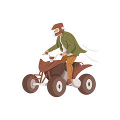 man riding quad bike isolated vector illustration