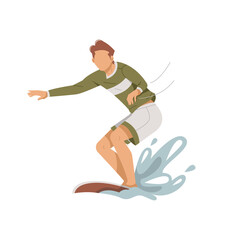 man surfing isolated illustration