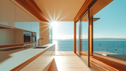 Modern Coastal Kitchen with Stunning Ocean View