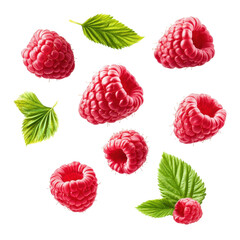 Group of ripe raspberries adds a fresh organic touch to creative food and wellness visual concepts