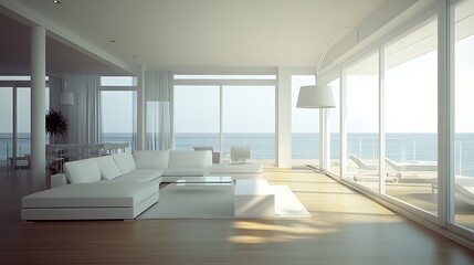 Modern Coastal Living Room with Ocean View