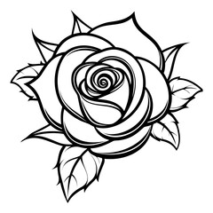 Silhouette black rose flower decoration vector illustration on transparent background