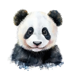 Fototapeta premium Little panda cub in watercolor offering a heartwarming blend of softness joy and whimsical detail