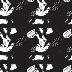 seamless gentle vector paisley print with ethnic paisley and flowers pattern, allover composition. Detailed beautiful paisleys with floral motives in black and white.