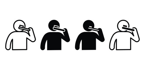 Brushing Teeth Icons Set Simple Black and White Minimalist Person Silhouettes Vector Design
