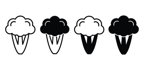 Broccoli Icons Simple Vegetable Illustrations Black and White Color Vector Design