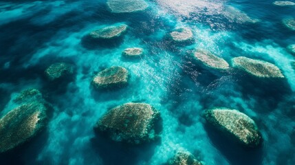 Fototapeta premium Vibrant coral reef exploration tropical ocean aerial photography underwater environment scenic view marine biodiversity