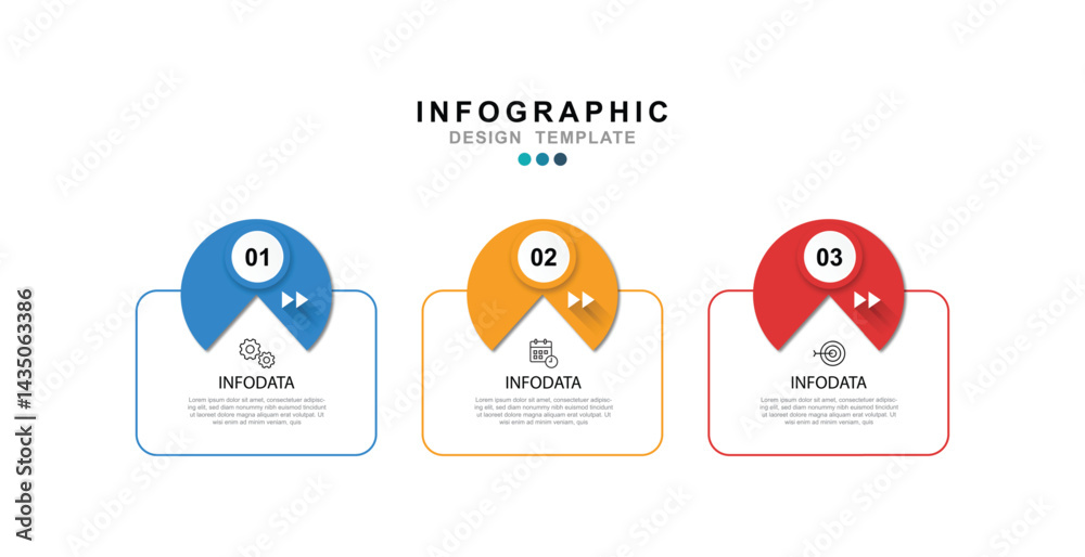 Fototapete Vector Infographic label design template with icons and 3 options or steps. Can be used for process diagram.	