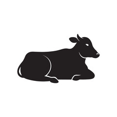 Resting Cow Silhouette Vector Art