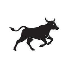 Running Cow Silhouette Vector Art