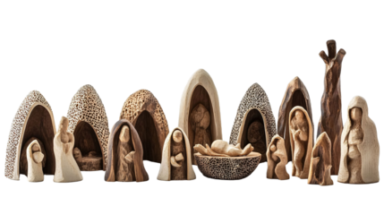 Nativity Scene for Christmas Celebrations - Isolated on White Background