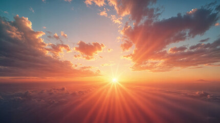 Obraz premium Beautiful Vivid sky painted by the sun leaving bright golden shades