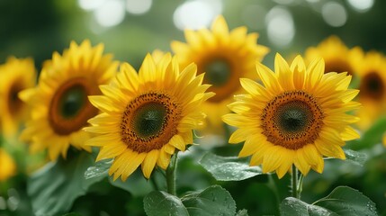Fototapeta premium Sunflowers Field with Summer Bloom.