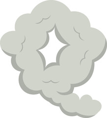 Smoke Cloud Cartoon Illustration on White Background. Vector Icon.
