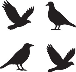 wild birds silhouette vector sticker pack