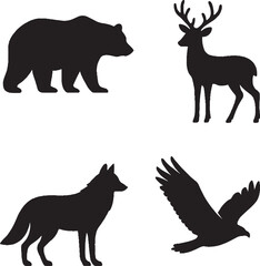Wild animal silhouette vector sticker pack