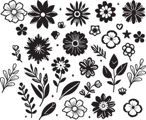 Flower silhouette vector sticker pack