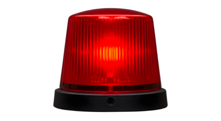 A single red emergency light on a black background in a studio shot png, jpeg, jpg, transparent background, white background. isolated on transparent background