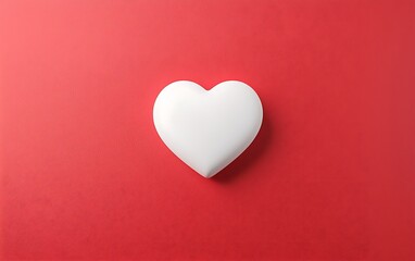 White Heart on Red Background