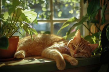 Cute cat lounges