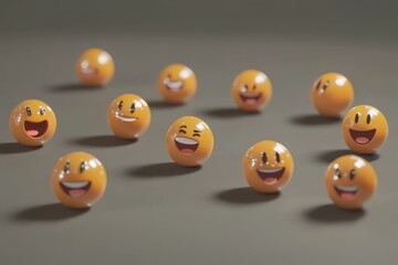 Floating 3D emojis in different angles and shadows, emoji pack concept, isolated for overlays