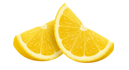 Close up of two lemon wedges with bright yellow color on black background png, jpeg, jpg, transparent background, white background. isolated on transparent background