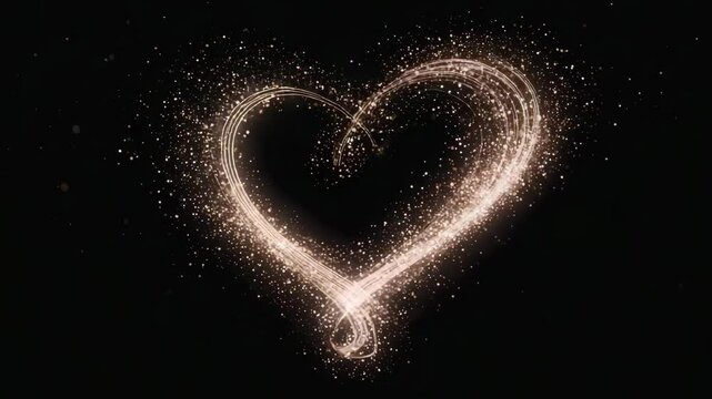 A dazzling heart shape created from shimmering sparkles and radiant light in a dreamy background
