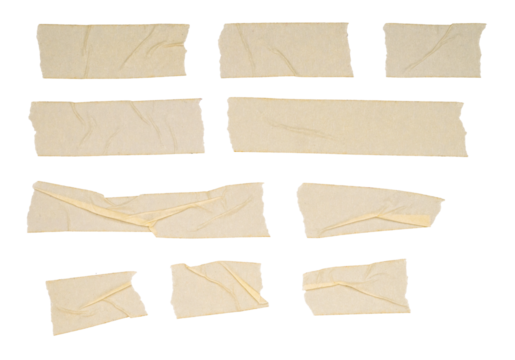 Beige crinkled masking tape strips
