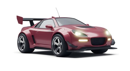Obraz premium Maroon Sports Car Showcasing Aerodynamic Design and Performance on White Background